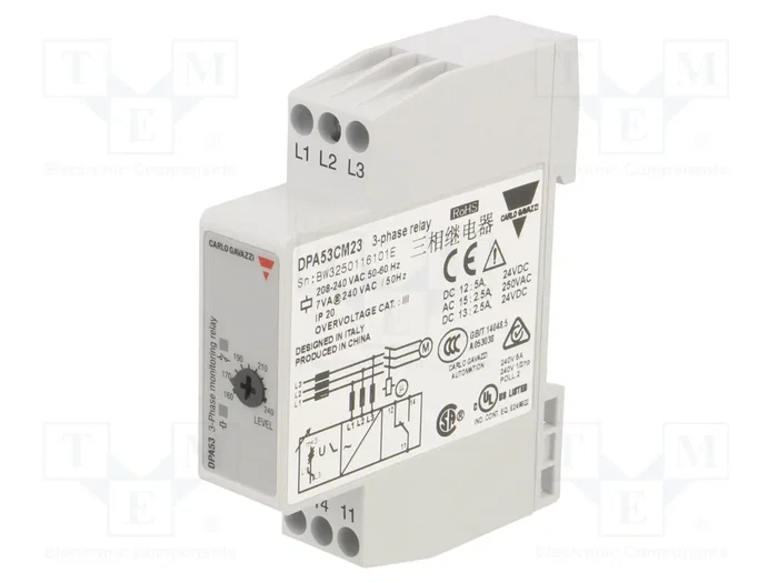 CARLO GAVAZZI DPA53CM23 Relé de monitorización de tensión trifásica CARLO GAVAZZI DPA53CM23 Relé de monitorización de tensión trifásica