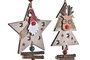DKD Home Decor Decoración Colgante Navidad Tradicional MDF Rojo Natural Blanco Verde 2 x 32 x 7 cm (12 Unidades)