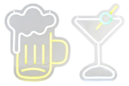 DKD Home Decor Decoración Luminosa LED Cocktail Pack de 2
