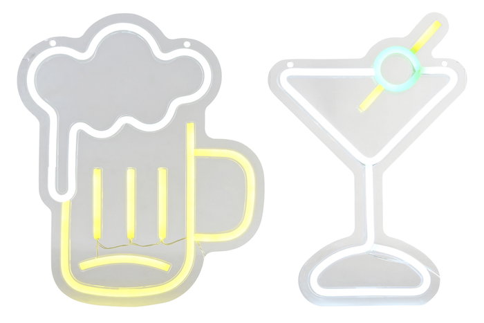 DKD Home Decor Decoración Luminosa LED Cocktail Pack de 2 DKD Home Decor Decoración Luminosa LED Cocktail Pack de 2