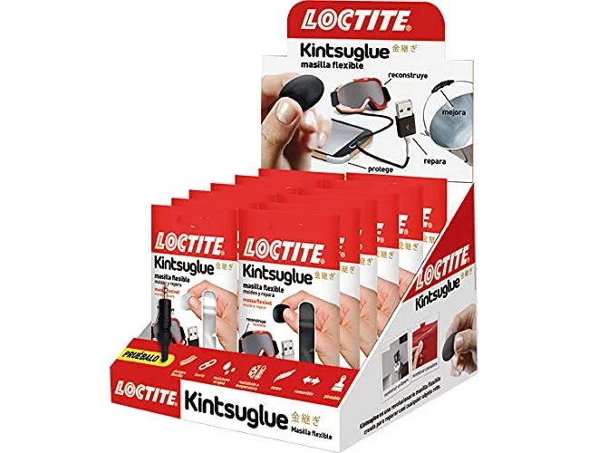 Loctite Kintsu Glue Expositor de Masilla Reparadora, 16 Unidades (8 Blancas y 8 Negras) Loctite Kintsu Glue Expositor de Masilla Reparadora, 16 Unidades (8 Blancas y 8 Negras)
