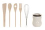 DKD Home Decor Set de 6 Utensilios Mandala en Porcelana y Bambú