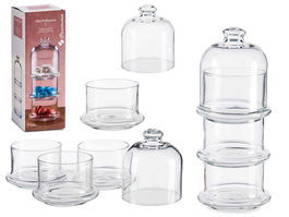 Pasabahce Bombonera Apilable Patisserie 3 Alturas Transparente Vidrio 9 x 22 x 9 cm (Set de 6)