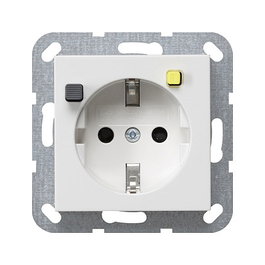 GIRA 267703 Enchufe de Protección FI 30mA Blanco Puro, Tipo F, 230V, 16A, Sistema 55