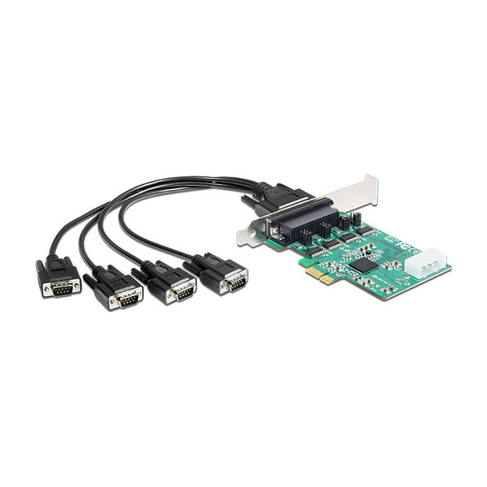 DeLOCK 89335 Tarjeta PCI Express x1 a 4 Puertos Serial RS-232, Alta Velocidad 921Kbps, Interna, Con Alimentacion, Compatible con Windows y Linux DeLOCK 89335 Tarjeta PCI Express x1 a 4 Puertos Serial RS-232, Alta Velocidad 921Kbps, Interna, Con Alimentacion, Compatible con Windows y Linux