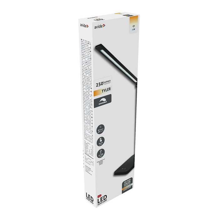 Avide Tyler Lámpara de Mesa LED Negro 6W 250lm