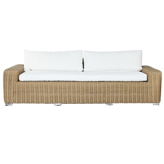 DKD Home Decor Sofá de Ratán Sintético y Poliéster Marrón Claro y Beige