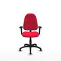 Silla de oficina Algarra con mecanismo Contacto permanente básico tapizada con Tela color Rojo. Equipada con Base poliamida negra, Brazos 2Dy Topes