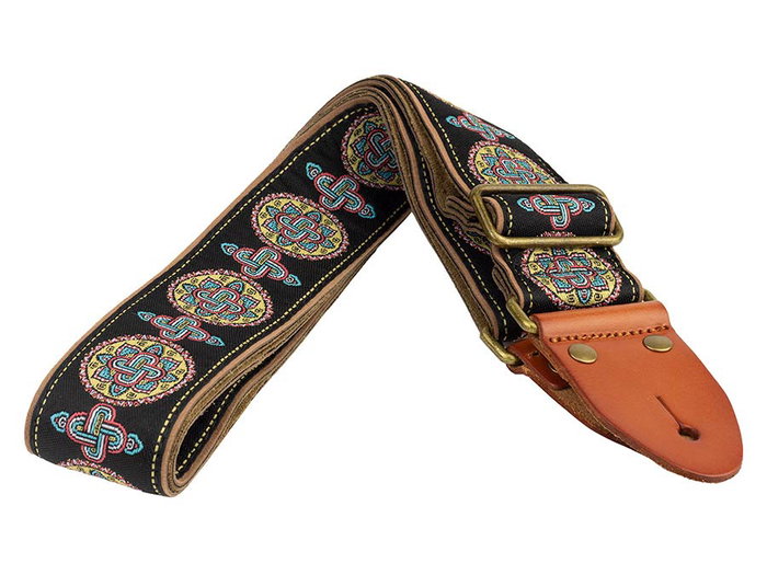 Correa Gaucho Auténtico Deluxe Tradicional para Guitarra 50 mm Hebilla Latón Bk/Bu/Rd