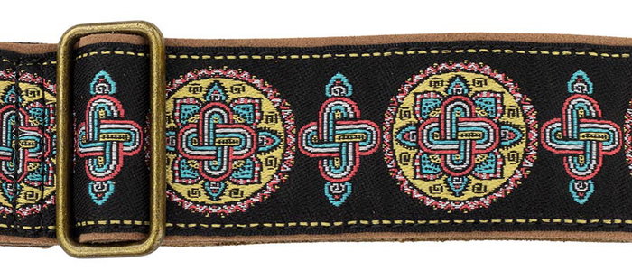 Correa Gaucho Auténtico Deluxe Tradicional para Guitarra 50 mm Hebilla Latón Bk/Bu/Rd
