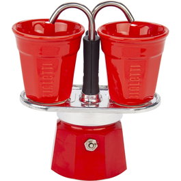 Bialetti Mini Express Cafetera italiana Roja con 2 tazas