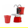 Bialetti Juego de cafetera italiana con 2 tazas - Mini-Express - Acero inoxidable / Color Rojo - BIA8006363030489