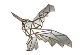DKD Home Decor Decoración de Pared Colibrí en Resina y Cristal Dorado