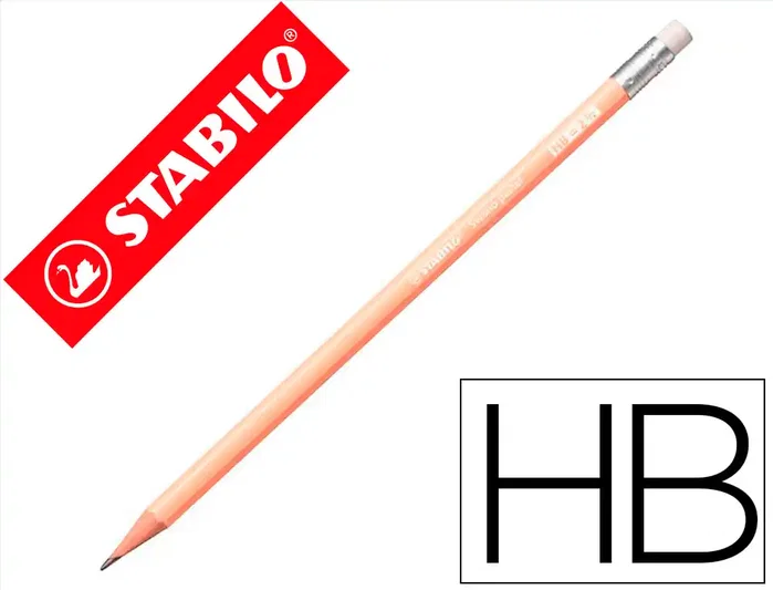 Stabilo Lápiz de Grafito Swano Pastel HB con Goma, Color Melocotón - Caja de 12 Unidades Stabilo Lápiz de Grafito Swano Pastel HB con Goma, Color Melocotón - Caja de 12 Unidades