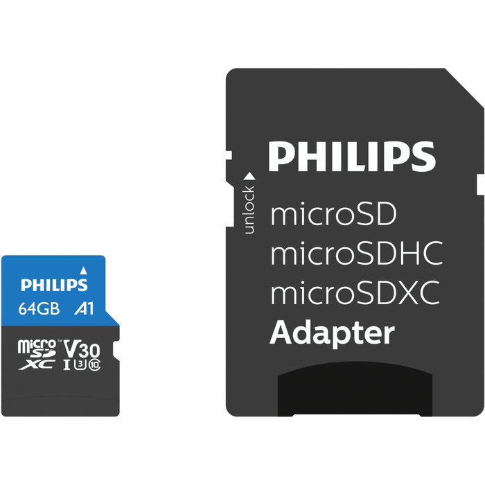 Philips MicroSDXC 64GB Clase 10 UHS-I U3 con adaptador Philips MicroSDXC 64GB Clase 10 UHS-I U3 con adaptador