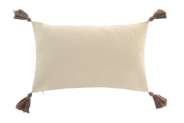 DKD Home Decor Cojín de Poliéster con Borlas Crudo/Beige 50x30 cm