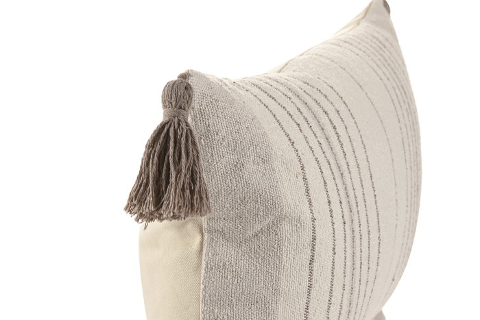 DKD Home Decor Cojín de Poliéster con Borlas Crudo/Beige 50x30 cm