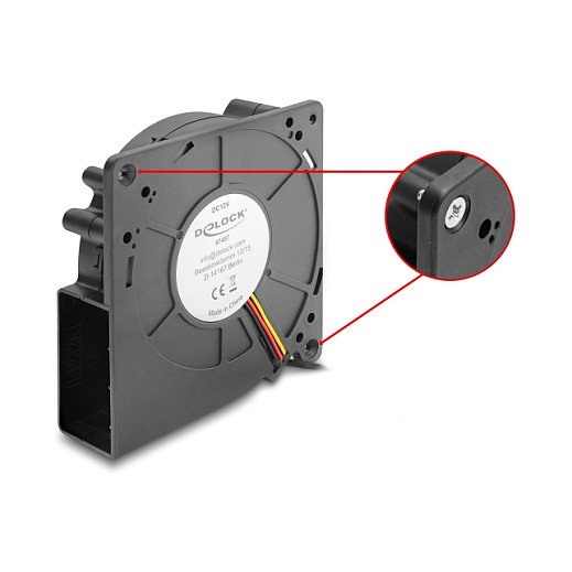 DeLOCK Ventilador radial 12 V CC 120 x 120 x 33 mm con conector de 3 pines, Negro