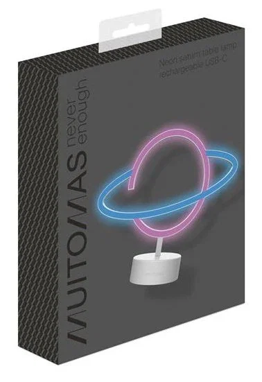 Muitomas Lámpara de mesa neón Saturn USB Tipo C Blanco