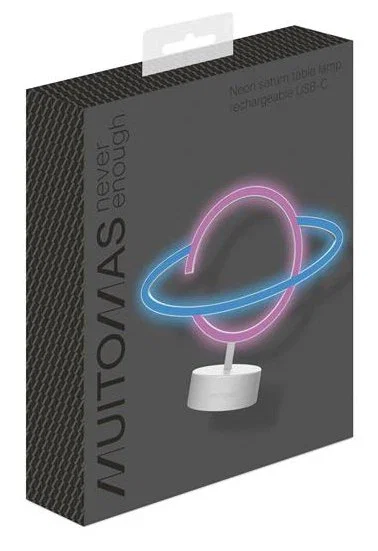 Muitomas Lámpara de Mesa de Neón Saturn USB Tipo C Blanco