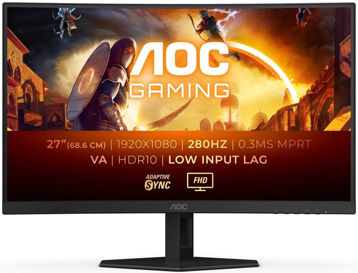 AOC C27G4ZXE Monitor Gaming Curvo 27 pulg. Full HD 280Hz 0.3ms VA Negro