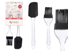 Kinvara Set 2 Utensilios Lengua Pincel Silicona y Ps Transparente Negro 11x30.5x3 cm (Set de 24)