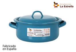 La Estrella Cacerola Esmaltada con Tapa, 20 cm, Color Turquesa, Dimensiones: Ancho 22.5 cm x Alto 9.6 cm x Largo 26.7 cm, Peso 5.99 kg (6 Unidades)