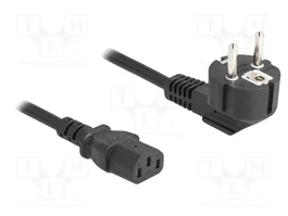 DeLOCK Cable de alimentación 81298 con enchufe CEE 7/7 angular de 90° y conector C13, 1 m
