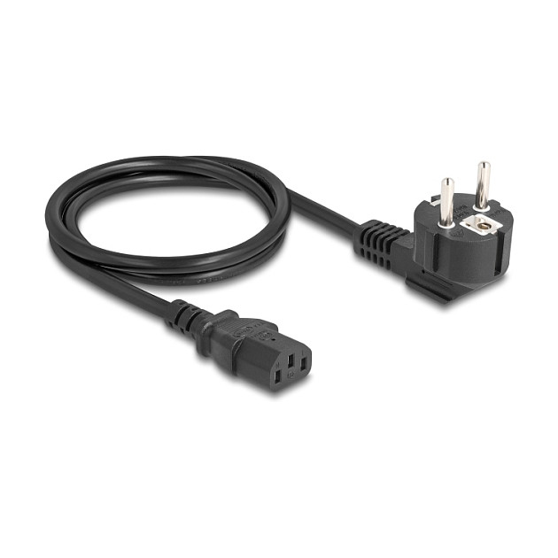 DeLOCK Cable de alimentación 81298 con enchufe CEE 7/7 angular de 90° y conector C13, 1 m