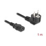 DeLOCK 81298 Cable de Alimentación PC IEC C13 a Enchufe Schuko CEE 7/7, 90 Grados Angulado, 1 m, 3 x 1 mm², 10A 250V, Negro