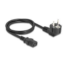 DeLOCK Cable de alimentación 81298, Enchufe E+F 90° a IEC C13, 1 m, Negro