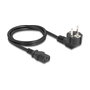 DeLOCK 81298 Cable de Alimentación PC IEC C13 a Enchufe Schuko CEE 7/7, 90 Grados Angulado, 1 m, 3 x 1 mm², 10A 250V, Negro