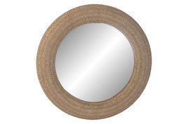 DKD Home Decor Espejo de Ratán y Cristal Natural 76x76 cm