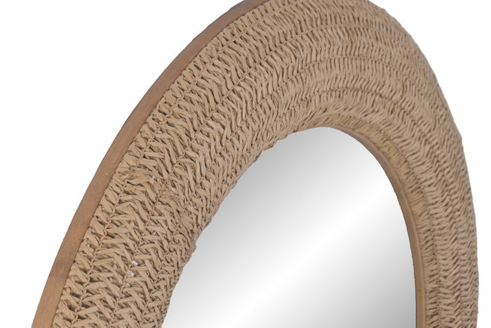 DKD Home Decor Espejo de Ratán y Cristal Natural 76x76 cm