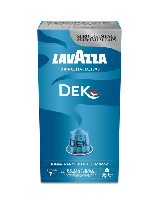 Lavazza Dek Cápsulas de Café Espresso Decaffeinato Tueste Medio para Cafeteras Nespresso - Caja de 10 unidades