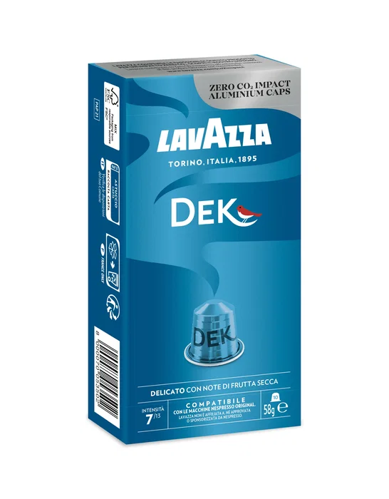 Lavazza Dek Cápsulas de Café Espresso Decaffeinato Tueste Medio para Cafeteras Nespresso - Caja de 10 unidades