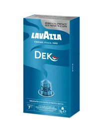 Lavazza Dek Cápsulas de Café Espresso Decaffeinato Tueste Medio para Cafeteras Nespresso - Caja de 10 unidades