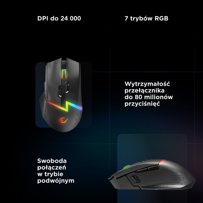 Rampage Drop M3 V2 Ratón Inalámbrico Gaming 24000 DPI Óptico Negro