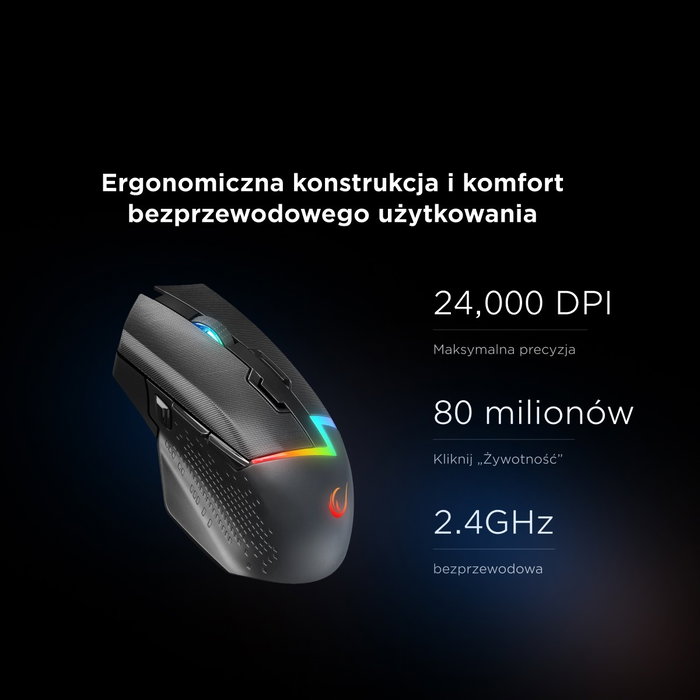 Rampage Drop M3 V2 Ratón Inalámbrico Gaming 24000 DPI Óptico Negro