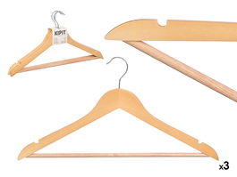 Kipit Set 3 Perchas Madera Natural 44.5x23x3.6 cm Metal Marron (Set de 24)