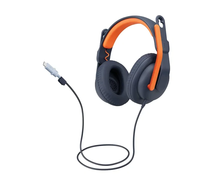 Logitech Zone Learn Auriculares de Diadema para Educación, Azul y Naranja