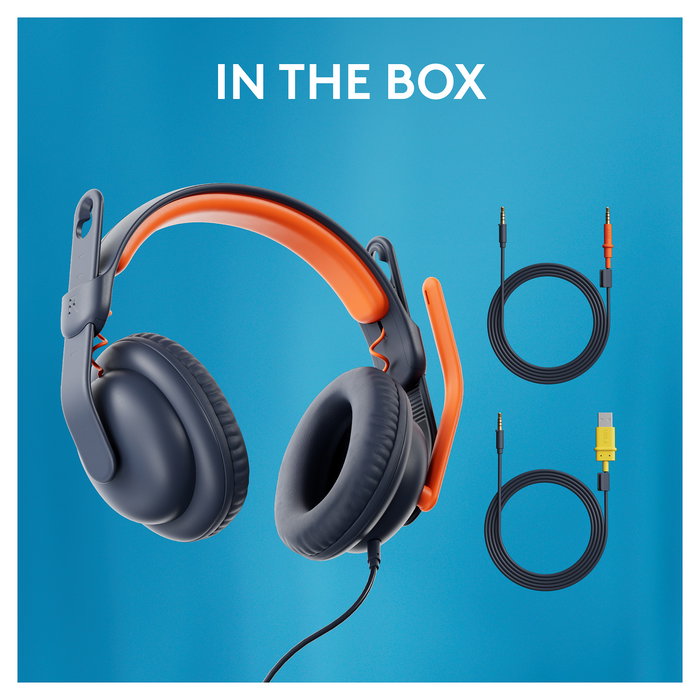 Logitech ZONE LEARN Auriculares Diadema para Educación, Alámbrico 3.5mm, Color Azul y Naranja, Circumaural, 192g, Micrófono Boom, Diseñado para Niños Logitech ZONE LEARN Auriculares Diadema para Educación, Alámbrico 3.5mm, Color Azul y Naranja, Circumaural, 192g, Micrófono Boom, Diseñado para Niños