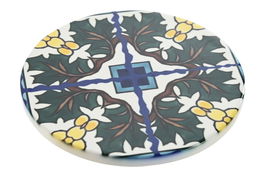 DKD Home Decor Posavasos Mediterraneo Azul Blanco Dolomita Corcho 72 Unidades 10.8 x 0.7 cm