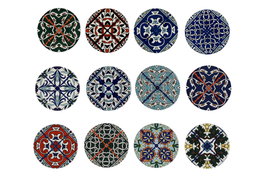 DKD Home Decor Posavasos de Dolomita con Diseño de Azulejos, 72 unidades
