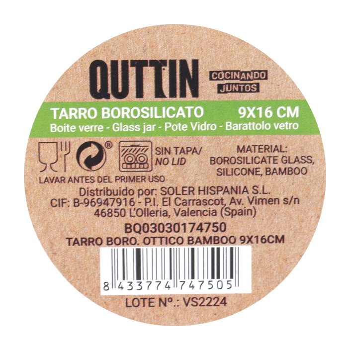 Quttin Tarro Boro Óptico Bamboo 9 x 16 cm (12 Unidades)