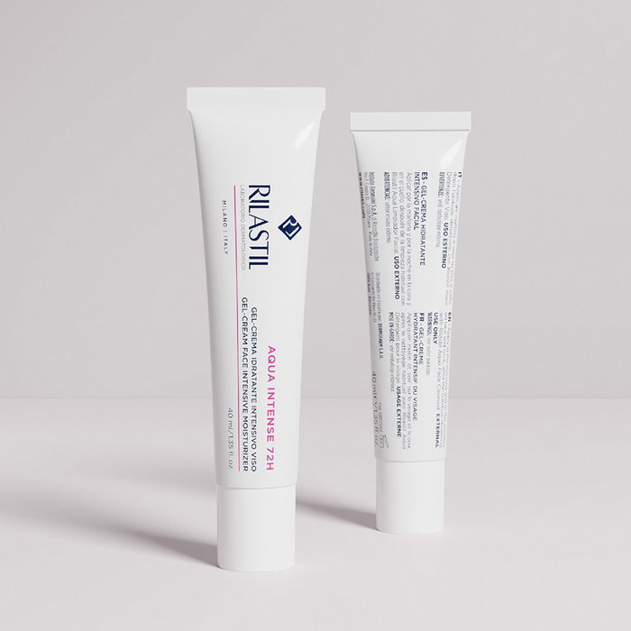 Rilastil Aqua Intense 72H Gel-Crema Hidratación Intensiva de 72H con Ácido Hialurónico y Ceramidas para Todo Tipo de Pieles, 40 ml