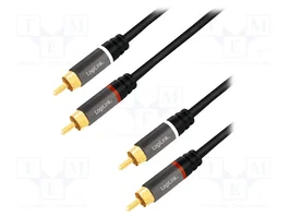 LOGILINK Cable de audio RCA 2x RCA Macho a 2x RCA Macho, 1m, Dorado/Negro
