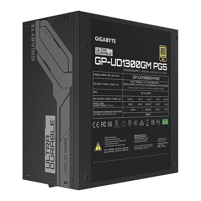 Gigabyte GP-UD1300GM PG5 Fuente de Alimentación ATX 1300W 80+ Gold Totalmente Modular para PC Gigabyte GP-UD1300GM PG5 Fuente de Alimentación ATX 1300W 80+ Gold Totalmente Modular para PC