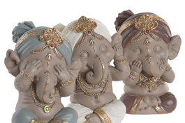 DKD Home Decor Figura de Resina Ganesha Surtido de 3 Unidades