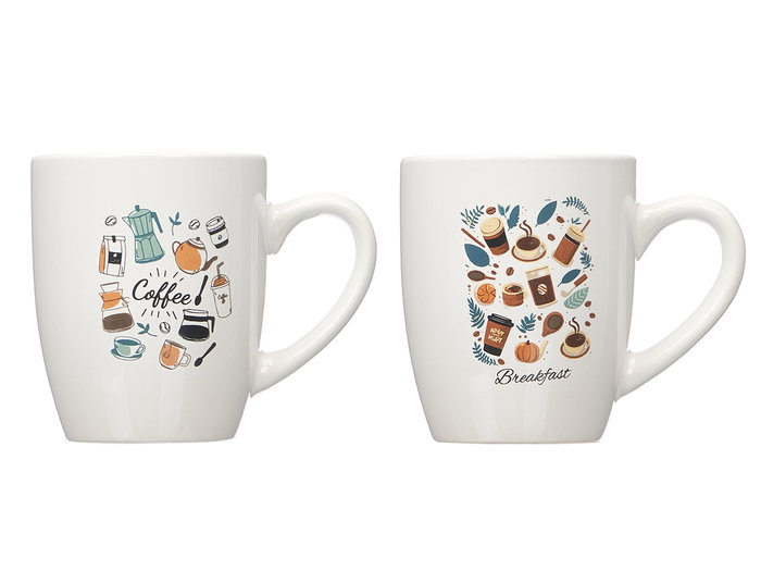 Vessia Taza Porcelana Breakfast Surtidos 350 ml, 12.4x10x8.3 cm (Set de 27)